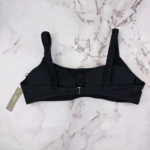 J Crew Swim Top XL Black Scrunchie Strap Square Neck Bikini Padded BM431 - Picture 4 of 10